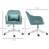 Collage of a teal office chair shown from the front and side with dimensions marked. Anteprima dell’immagine prodotto