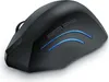 A black ergonomic computer mouse with blue LED accents, shown from a slightly elevated side angle against a white background. Produktbild-Vorschau