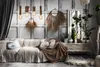 A living room scene with a sofa, plants, and decorative items. Produktbild-Vorschau