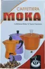 The image shows the packaging of a Moka coffee maker, with multiple coffee makers depicted on the front. Náhled obrázku produktu
