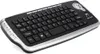 A black and silver wireless keyboard with a trackball mouse. Produktbild-Vorschau