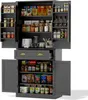 A gray pantry cabinet filled with various food items and kitchenware. Náhled obrázku produktu