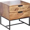 A wooden nightstand with two drawers and a metal frame. Podgląd zdjęcia produktu
