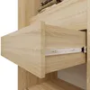 A close-up view of an open drawer in a wooden cabinet, showing the drawer slide mechanism. Produktbild-Vorschau