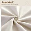 A close-up view of beige velvet fabric, with text overlay describing its qualities. Anteprima dell’immagine prodotto