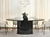 Ovaler Designer-Esstisch 200x100 GERSON - schwarzer Marmor Produktbild-Vorschau 1