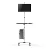 A mobile computer workstation on wheels with a monitor, keyboard, and computer tower, presented against a white background. Voir les images du produit