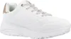 A white Skechers sneaker with rose gold accents. Voir les images du produit