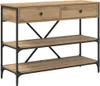 A console table with drawers and shelves against a white background. Náhľad obrázku produktu