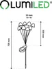 A diagram showing the dimensions and design of solar mushroom lights. Produktbild-Vorschau