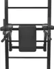 A close-up view of a black multifunctional fitness tower mounted on a wall. Náhled obrázku produktu