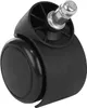 A close-up studio shot of a black office chair caster wheel with a silver stem. Náhled obrázku produktu