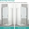Two images of a shower enclosure, one labeled 'Linksmontage' (left installation) and the other 'Rechtsmontage' (right installation), demonstrating different mounting options. Anteprima dell’immagine prodotto