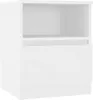 A white bedside table with an open shelf and a drawer. Voir les images du produit