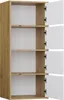A tall, narrow cabinet with wooden exterior and white interior shelves and doors. Náhled obrázku produktu