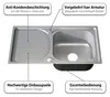 lavello da cucina in acciaio inox 72CM, destro, da incasso Anteprima dell’immagine prodotto 4