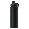 A black thermos bottle standing upright against a white background. Produktbild-Vorschau
