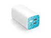 A white and blue power bank is shown against a white background. Produktbild-Vorschau