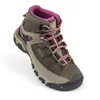 A single brown and beige KEEN Targhee III Mid WP hiking boot with pink accents and laces, shown from a three-quarter angle on a white background. Voir les images du produit