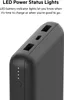 Close-up of a black power bank with LED indicator lights and USB ports. Produktbild-Vorschau