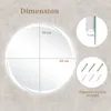 A diagram showing the dimensions and included accessories for a round LED bathroom mirror. Náhled obrázku produktu
