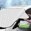 Silberne gesteppte Auto-Windschutzscheiben-Abdeckung wird auf einem weißen Auto installiert, mit passender Seitenspiegelabdeckung mit limettengrünem reflektierendem Streifen Anteprima dell’immagine prodotto
