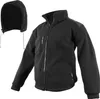 A black fleece jacket and a separate black hood are shown against a white background. Produktbild-Vorschau