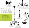 A collage of various lighting fixtures from the Dorothea product family, with descriptive text and bullet points. Produktbild-Vorschau