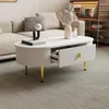 Sweiko Couchtisch mit zwei Schubladen, goldenen Griffen und Produktbild-Vorschau 3