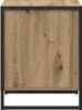 A close-up view of the side of a wooden cabinet with a black metal frame. Produktbild-Vorschau