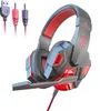 A gaming headset with a microphone and LED lights, shown against a white background. Three connector cables are visible in the upper left corner. Produktbild-Vorschau