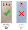 Two phone cases are shown side-by-side, one with a green checkmark indicating it fits a Samsung Galaxy J7 2016, and the other with a red X indicating it does not fit a Samsung Galaxy J7 2017. Produktbild-Vorschau