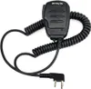 A black walkie-talkie microphone with a coiled cord and a two-pin connector. Produktbild-Vorschau