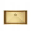 A top-down view of a gold-colored kitchen sink on a white background. Produktbild-Vorschau