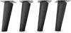 Four black furniture legs are arranged in a row against a white background. Produktbild-Vorschau