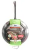 A frying pan with a label attached, showing a cooked steak. Produktbild-Vorschau