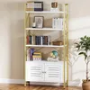 BALCONERA Weiß-Goldenes Bücherregal 5 Etagen - Mit Produktbild-Vorschau 1