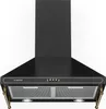 A black kitchen range hood with gold accents, presented against a white background. Podgląd zdjęcia produktu