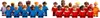 A group of LEGO minifigures in blue and red uniforms. Produktbild-Vorschau