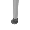 Close-up of the bottom of a silver-colored metal leg with a gray plastic foot. Podgląd zdjęcia produktu