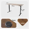 Collage showing dimensions and details of a desk. Náhled obrázku produktu