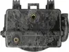 A close-up, top-down view of a camouflage-patterned trail camera. Voir les images du produit