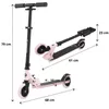 A pink scooter is shown in two different positions with dimensions indicated by dotted lines and numbers. Anteprima dell’immagine prodotto