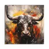 DEQORI Hybrid Leinwand Bild 50x50 cm 'Stier im Farbensturm' Produktbild-Vorschau 2