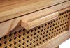 A close-up view of a wooden drawer with a cane weave front and a wooden handle. Produktbild-Vorschau