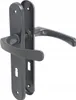 A close-up studio shot of a gray door handle set with a keyhole. Produktbild-Vorschau