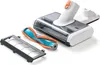 A vacuum cleaner head and its accessories, including a brush roll and a filter housing, are displayed on a white background. Produktbild-Vorschau