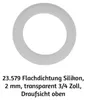 10 Stück Flachdichtung Silikon, 2 mm, transparent 3/4 Zoll Produktbild-Vorschau 3