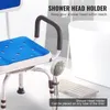 A shower chair with a shower head holder attached. Podgląd zdjęcia produktu