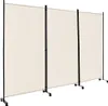 Raumteiler mit Rollen, 3-teilig, faltbar, Beige, 180 cm Produktbild-Vorschau 3